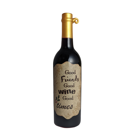 Glass Bottle Ornament - Good Friends Good Wine